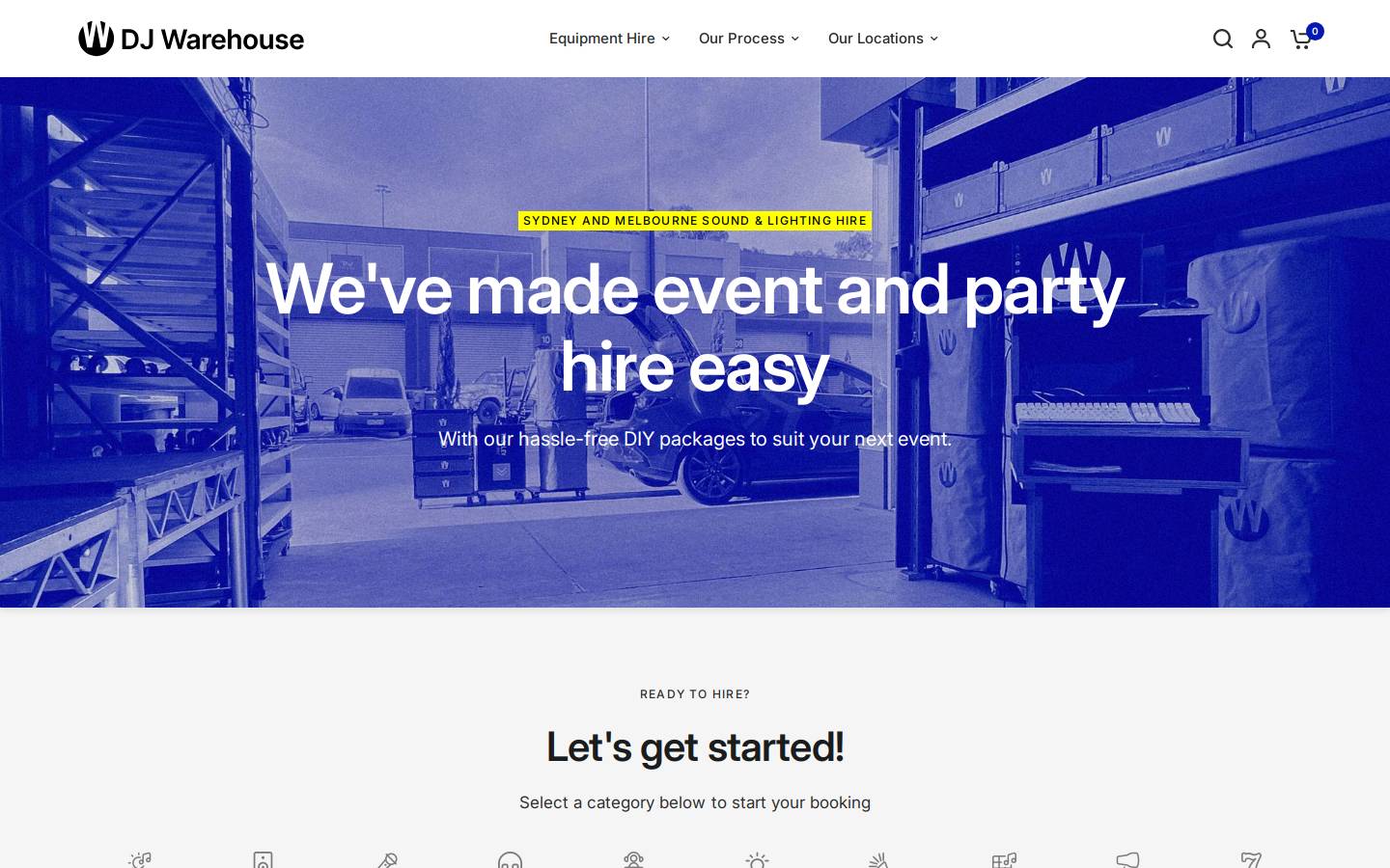 Djwarehouse homepage screenshot