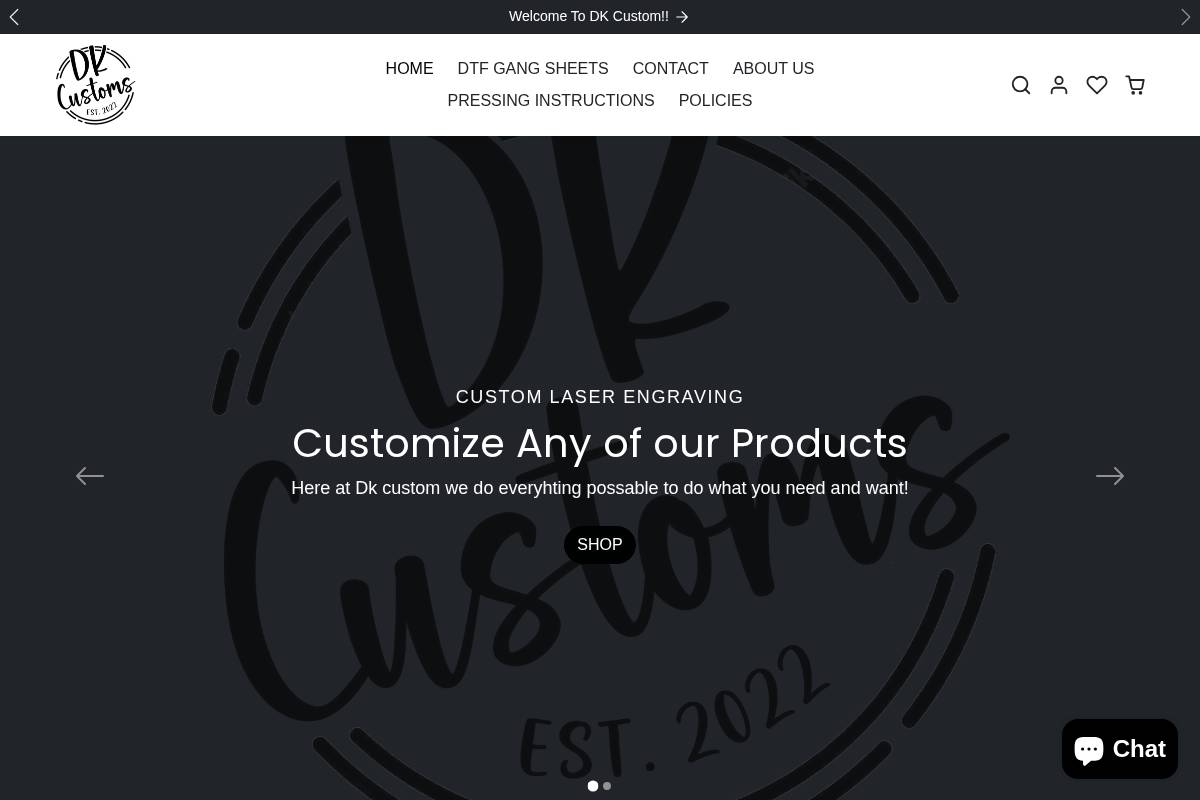 dkcustomllc1.com homepage screenshot
