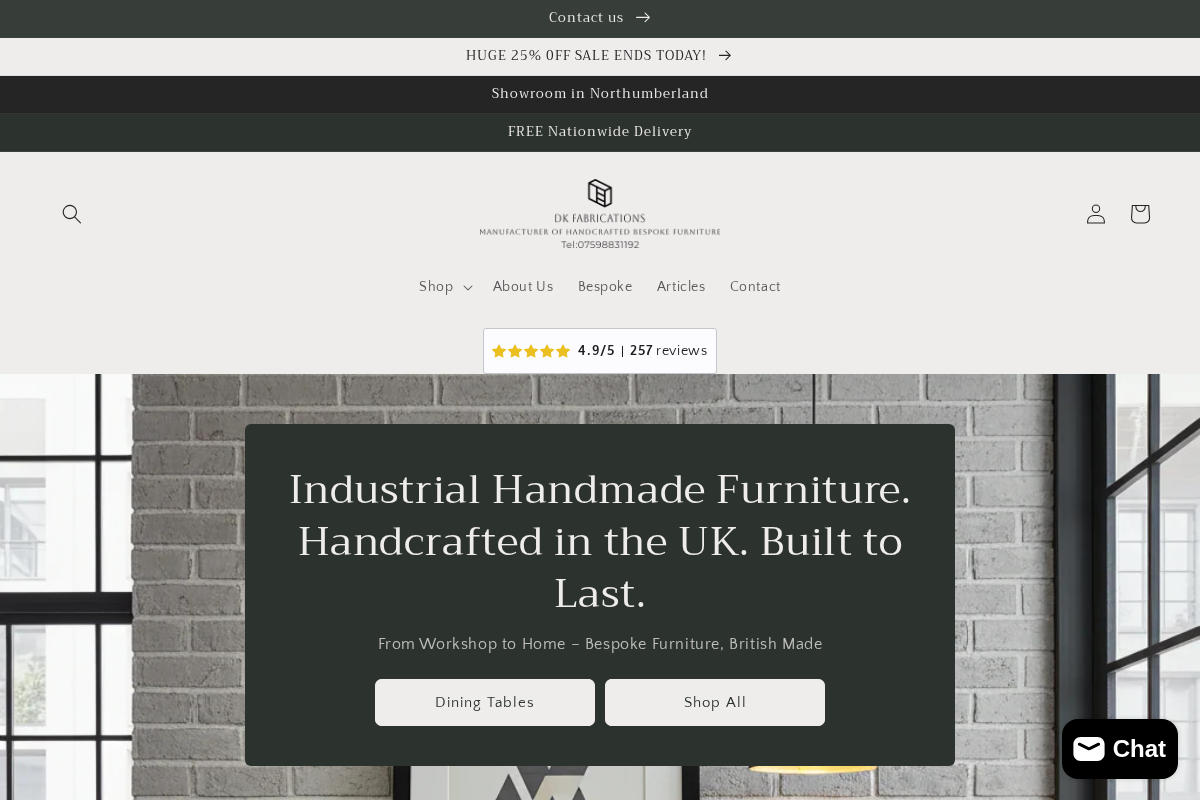 DK Fabrications homepage screenshot