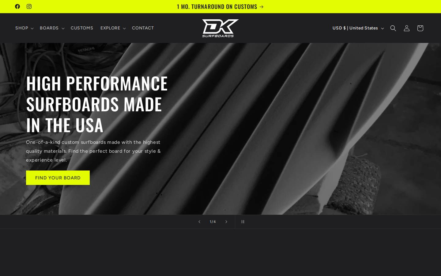dksurfboards.com homepage screenshot