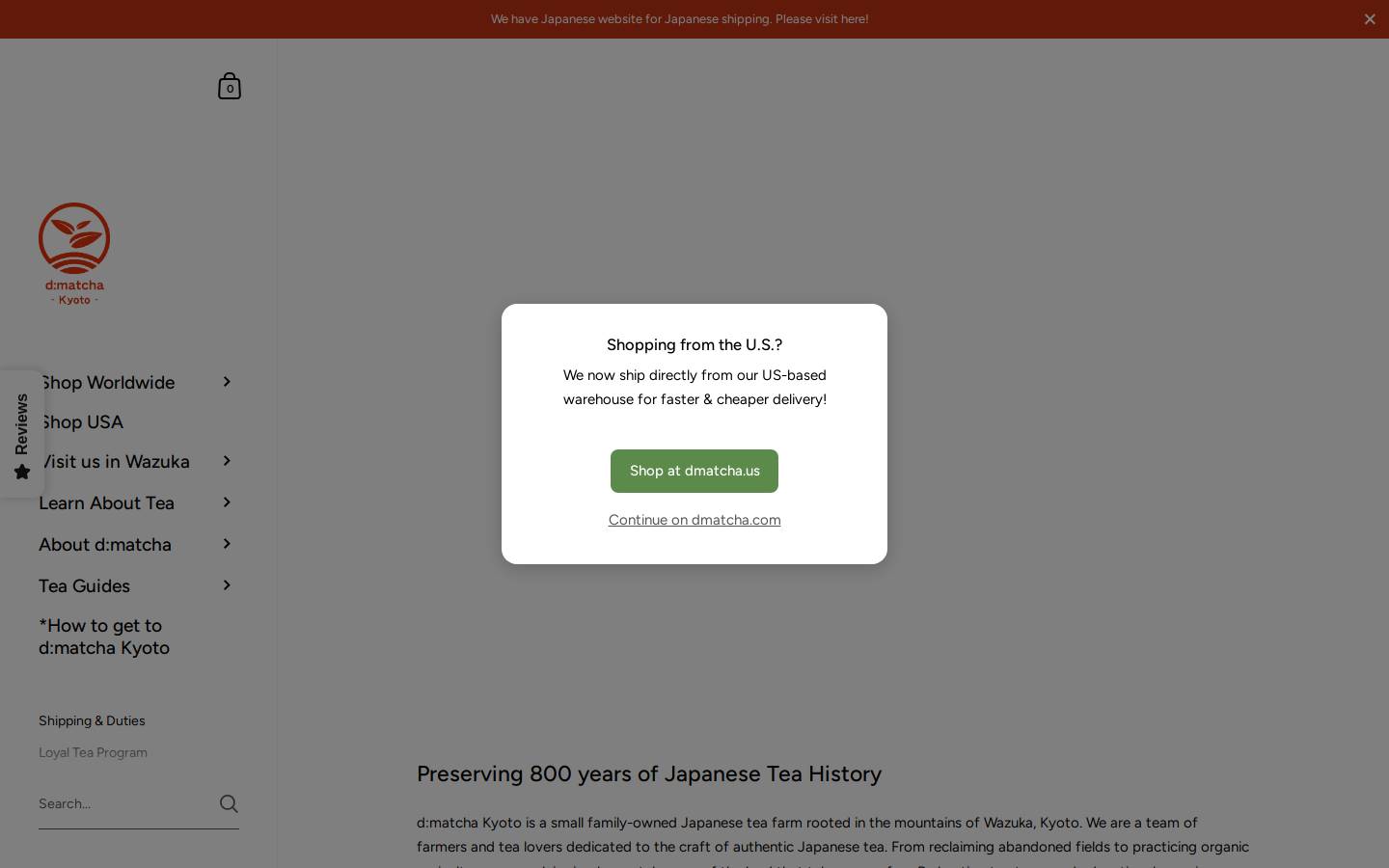 dmatcha.com homepage screenshot
