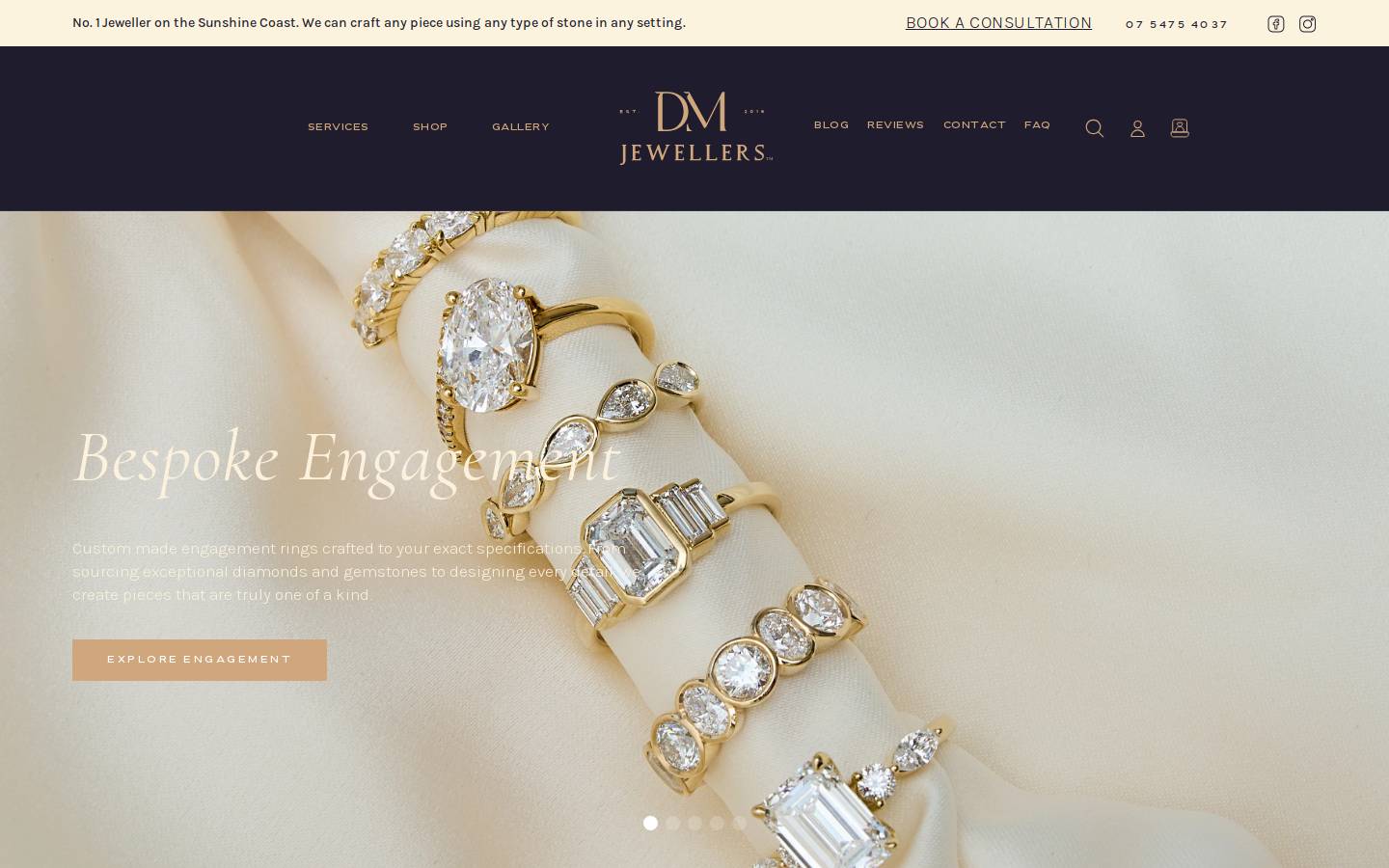 dmjeweller.com.au homepage screenshot