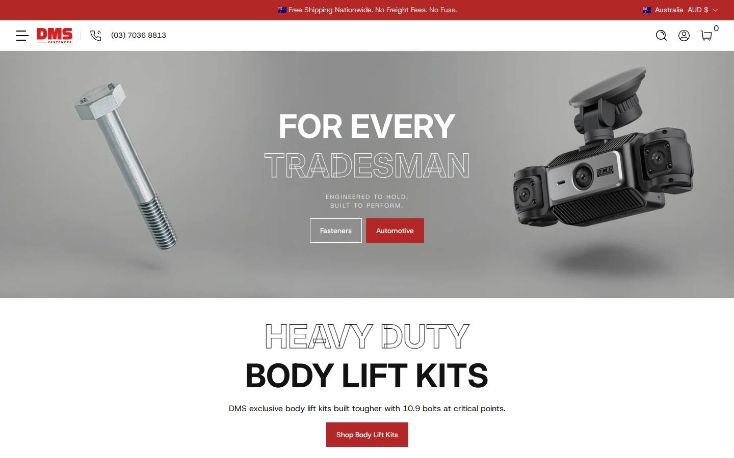 dmsfasteners.com.au homepage screenshot