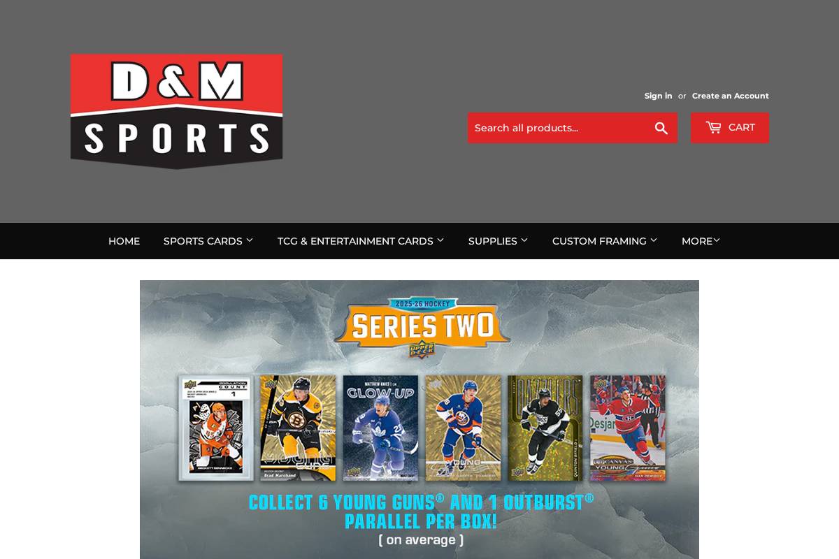dmsportscards.com homepage screenshot