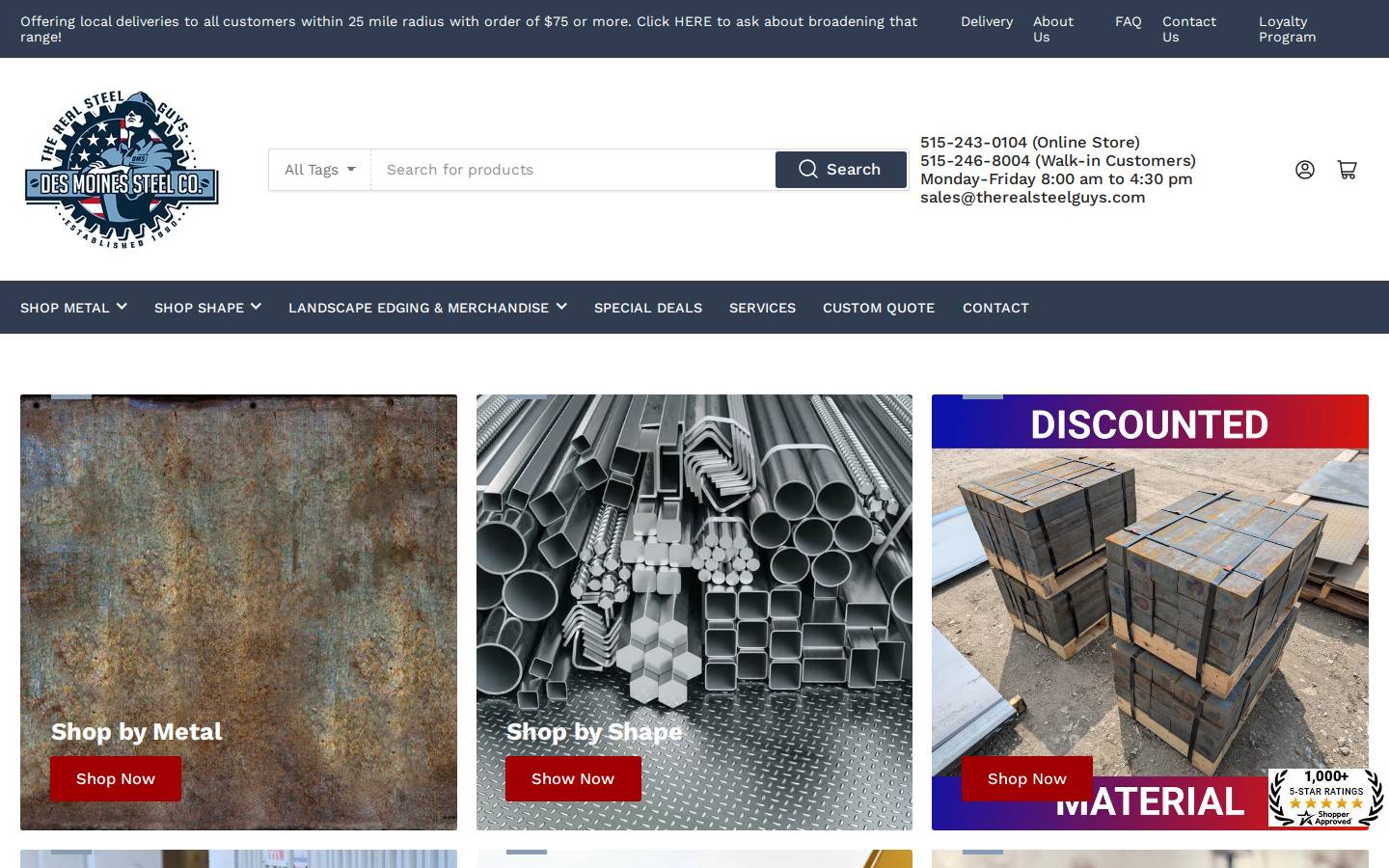dmsteel.com homepage screenshot