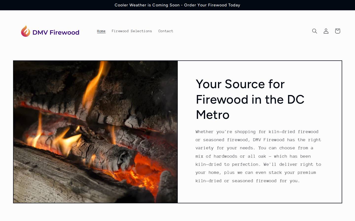 dmvfirewood.com homepage screenshot
