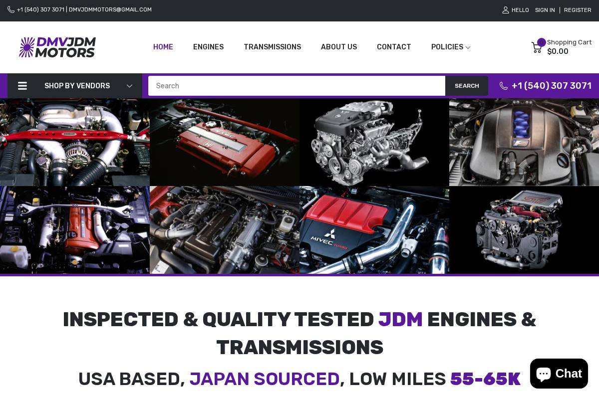 Dmv Jdm Motors homepage screenshot