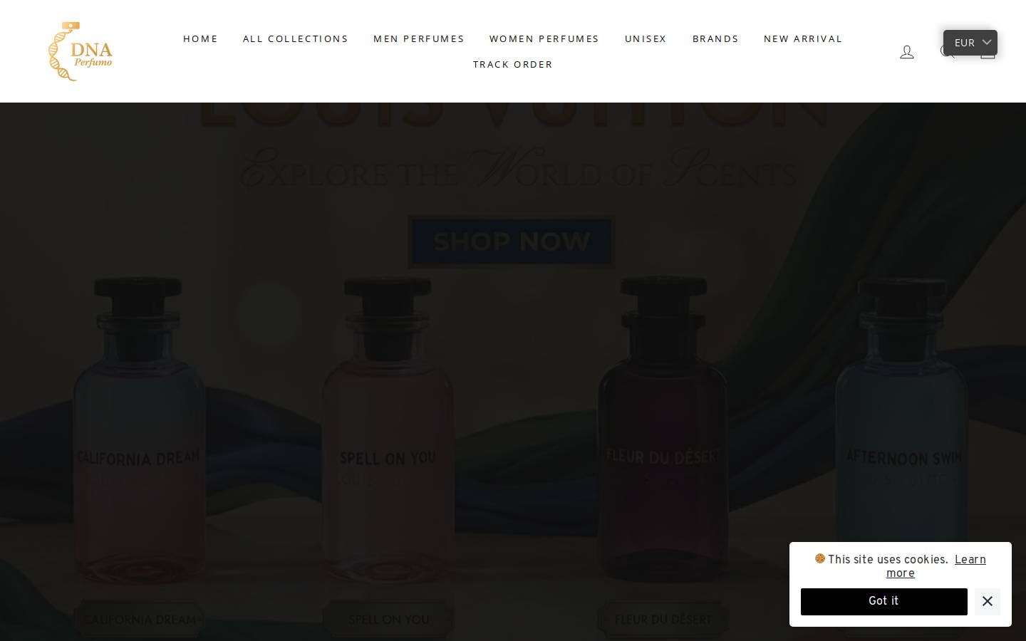 Dnaperfumo homepage screenshot