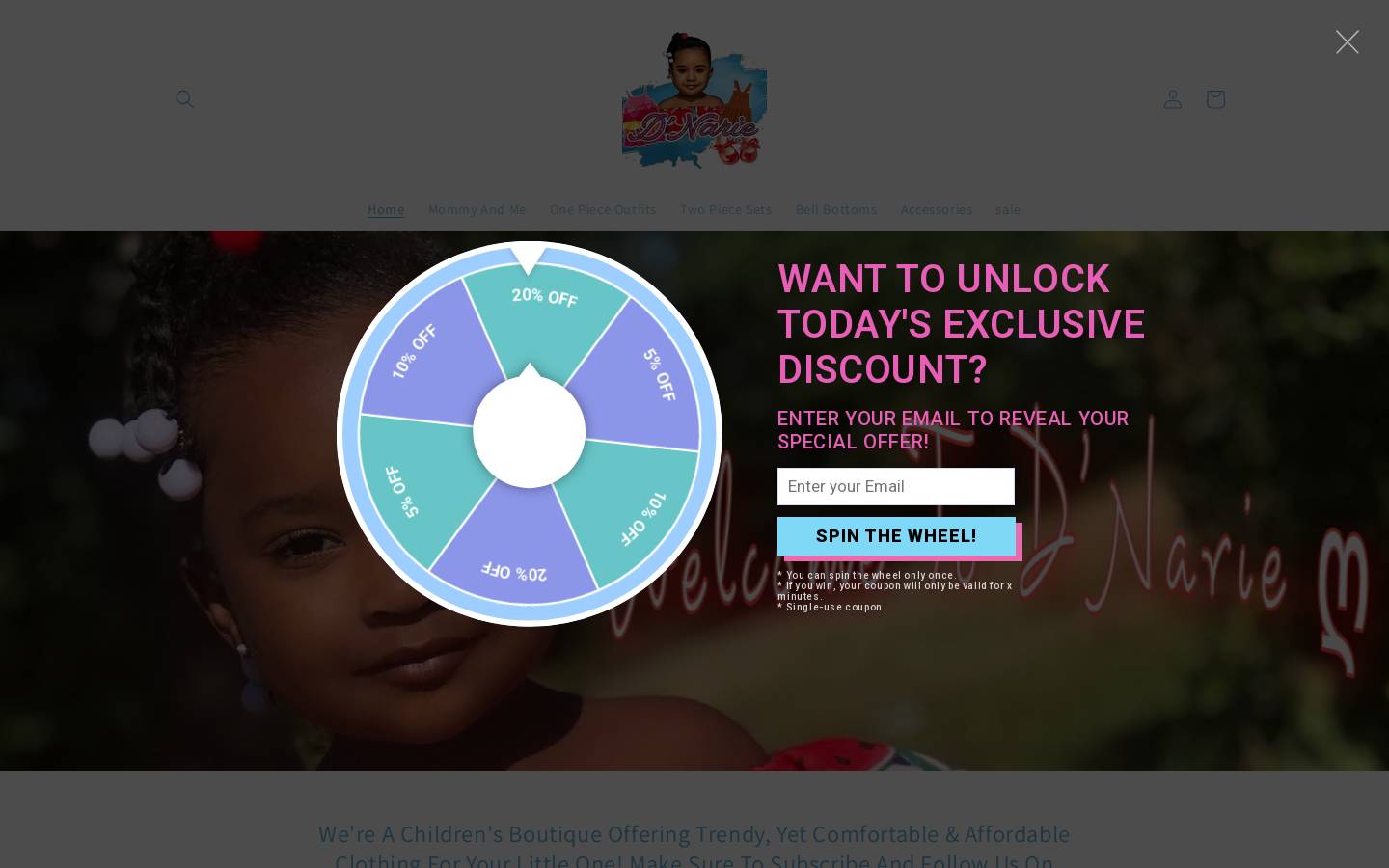 dnariechildrensboutique.com homepage screenshot