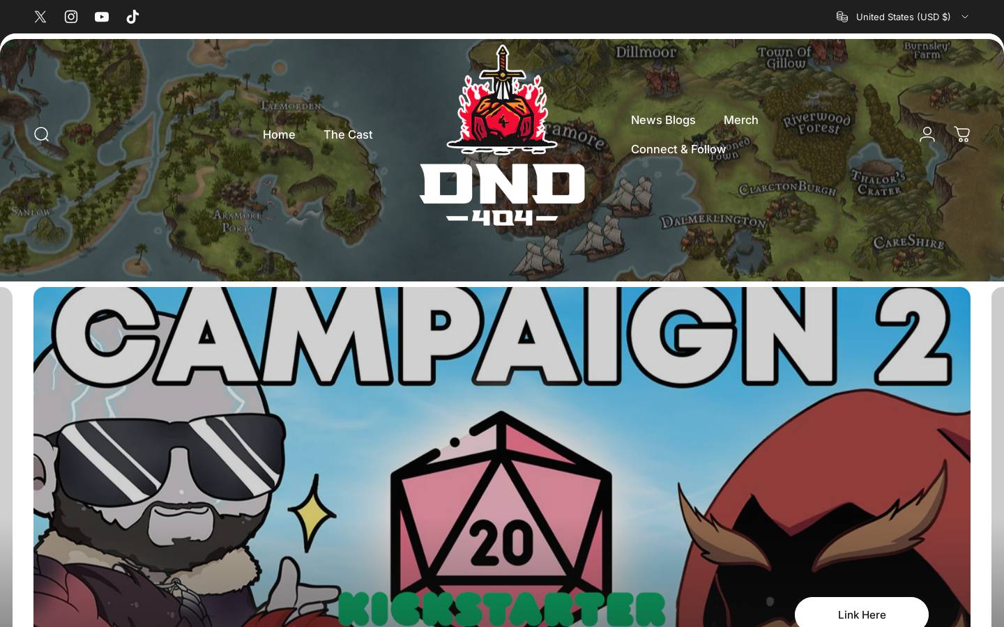 dnd404.com homepage screenshot