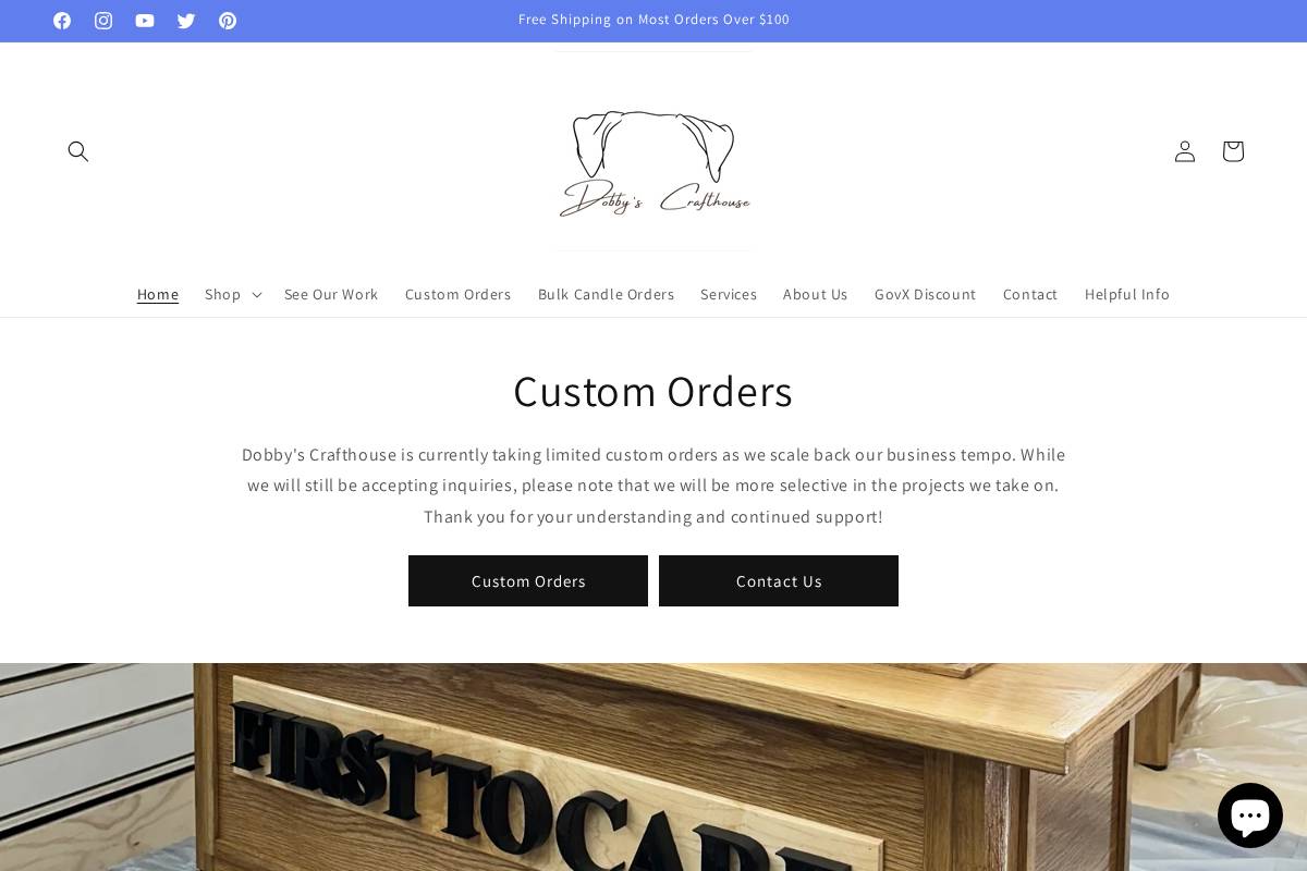 dobbyscrafthouse.com homepage screenshot