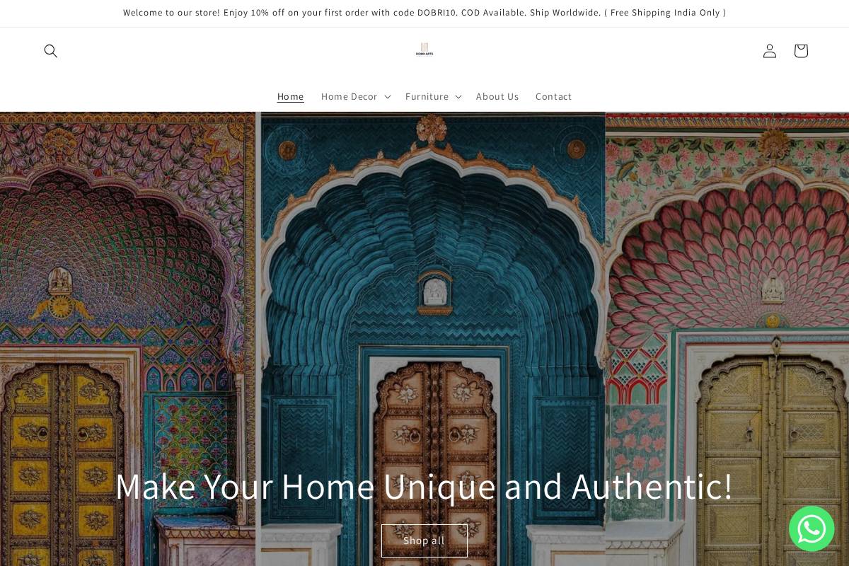 dobriarts.com homepage screenshot