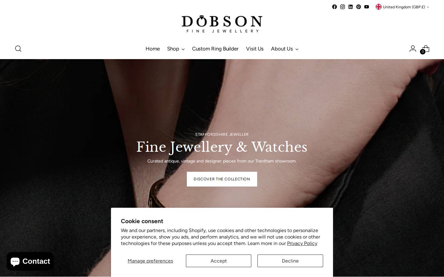 dobsonfinejewellery.com homepage screenshot