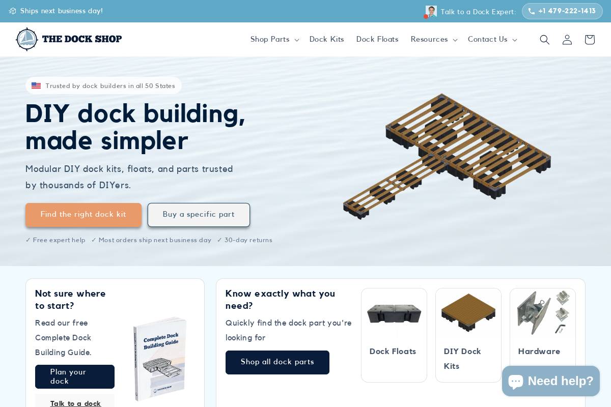 dock-shop.com homepage screenshot