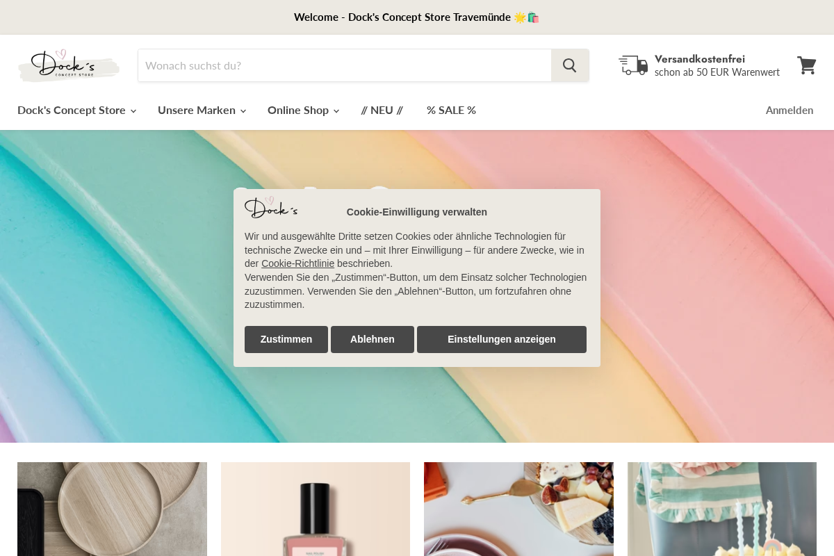 Dock's Concept Store Travemünde homepage screenshot