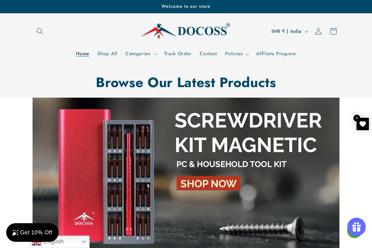 DOCOSS homepage screenshot