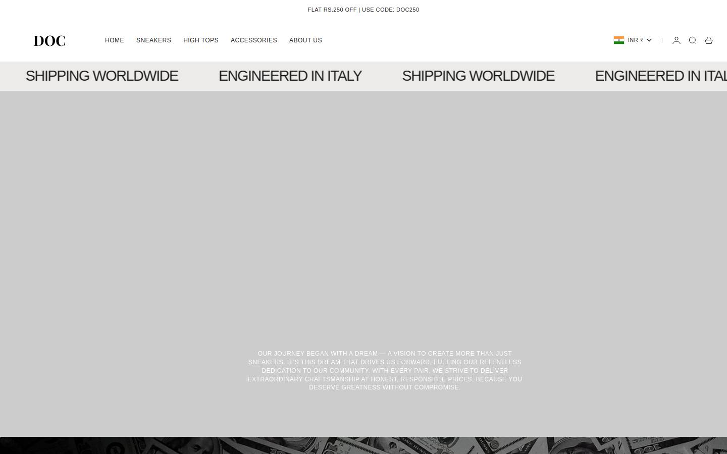docsneakers.in homepage screenshot