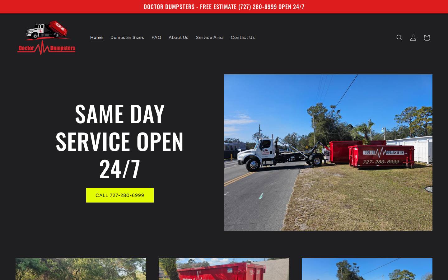 doctordumpsters.com homepage screenshot