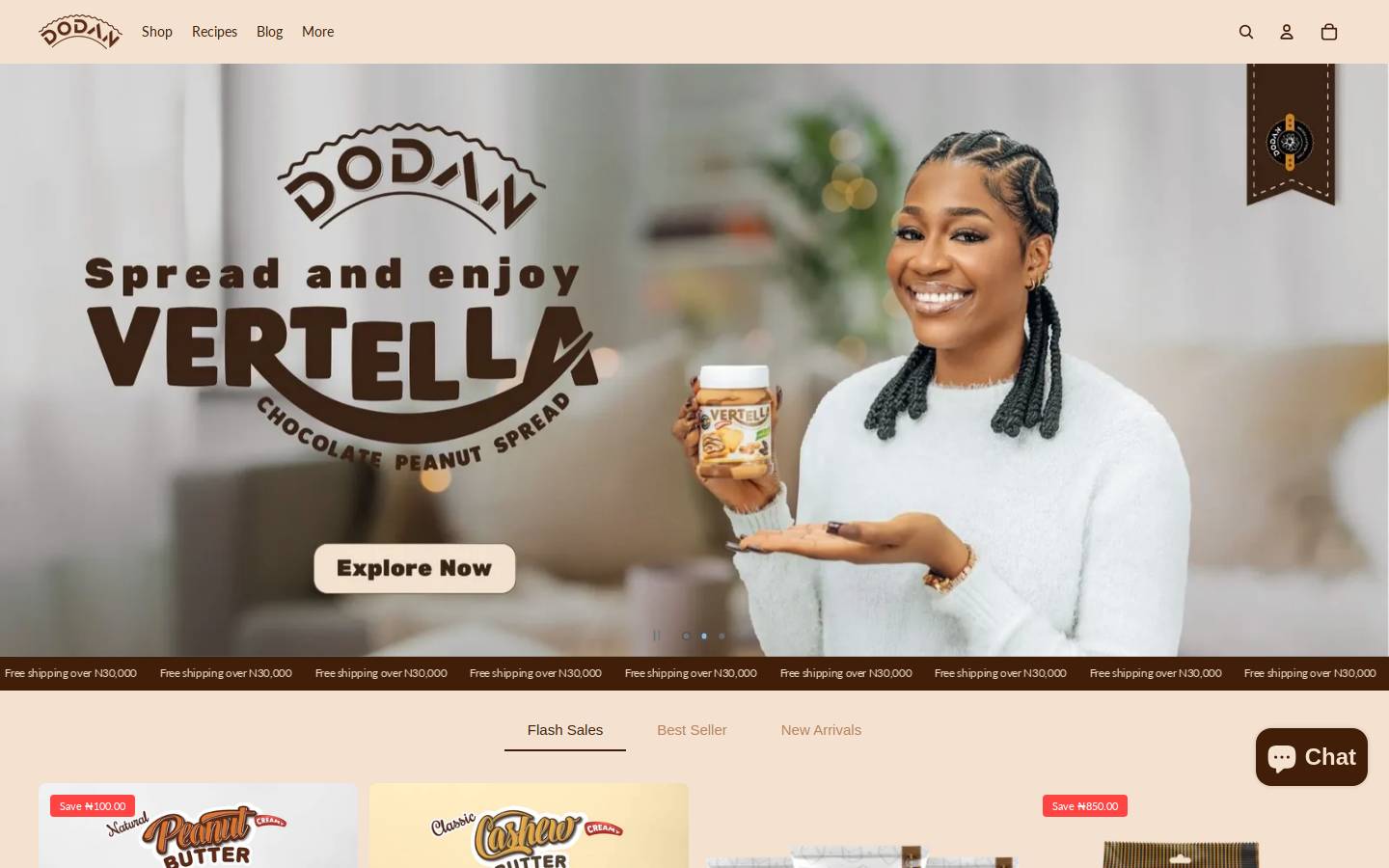 dodanfoods.com homepage screenshot