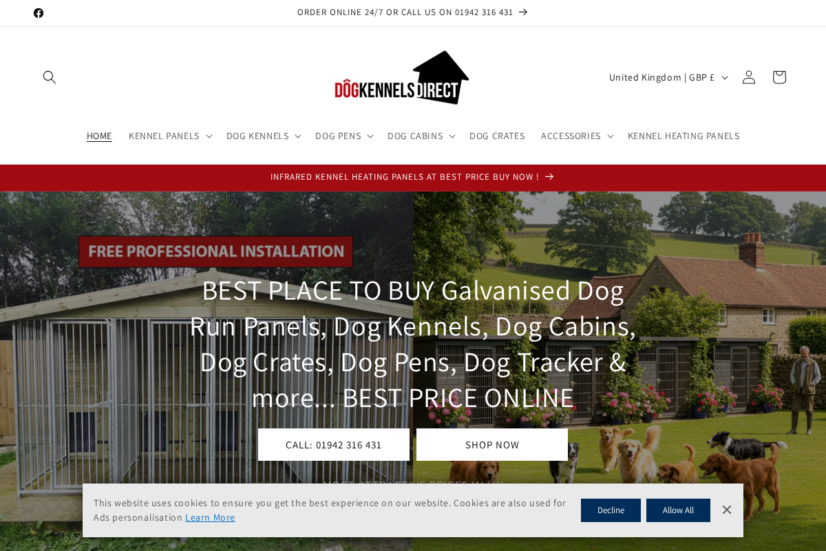 Dog Kennels Direct homepage screenshot