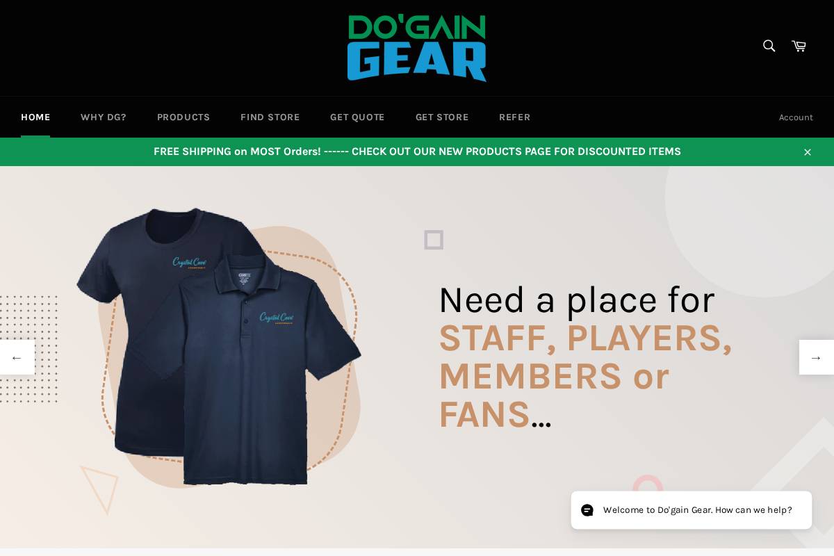 dogaingear.com homepage screenshot