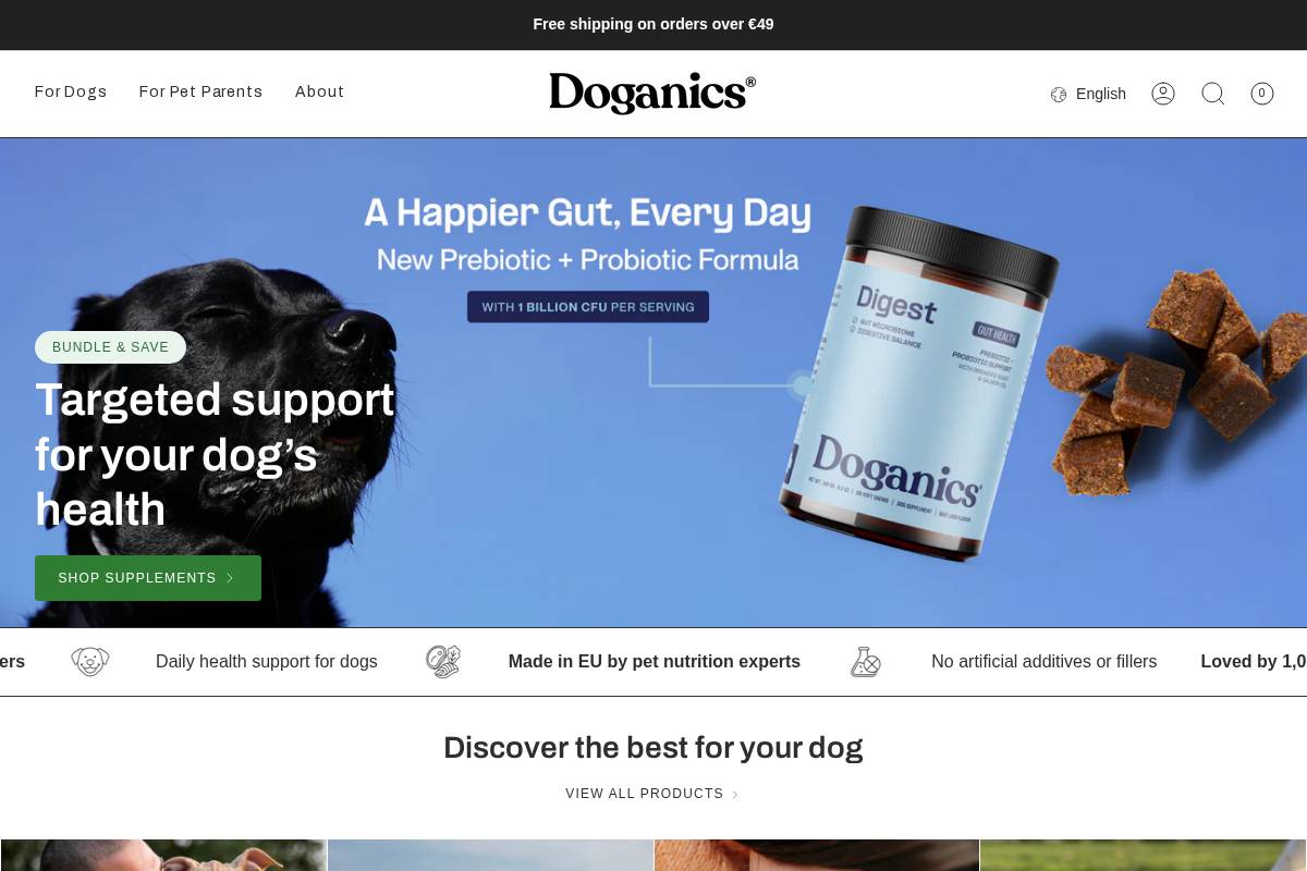 Doganics homepage screenshot