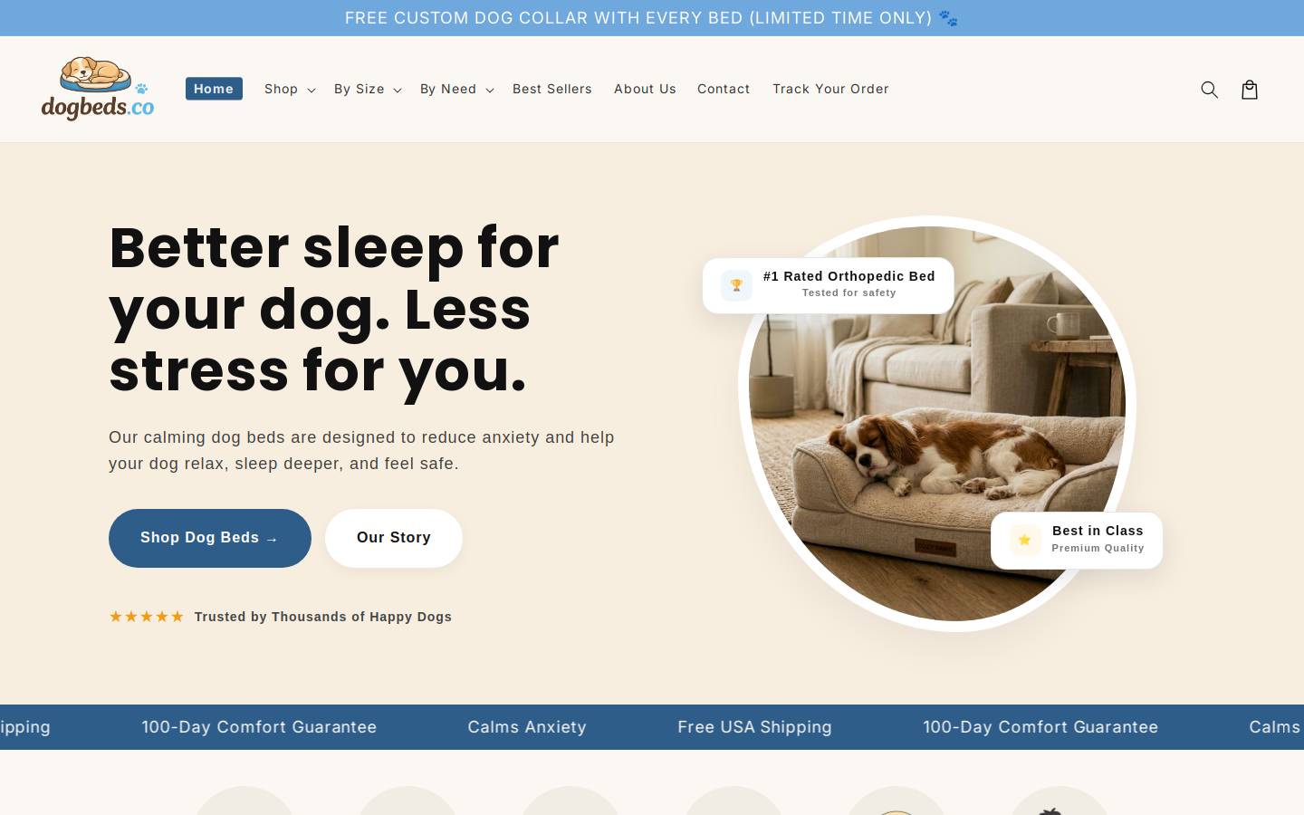 Dogbeds homepage screenshot