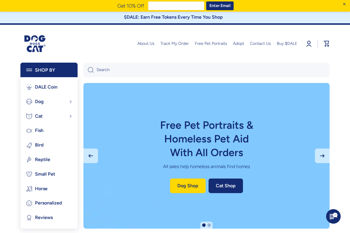 Dog Hugs Cat homepage screenshot