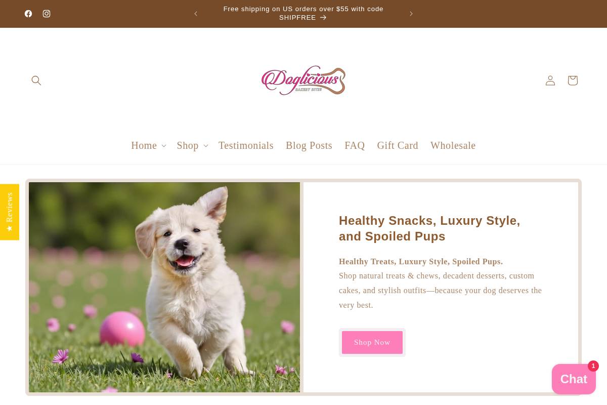 dogliciousbakerybites.com homepage screenshot