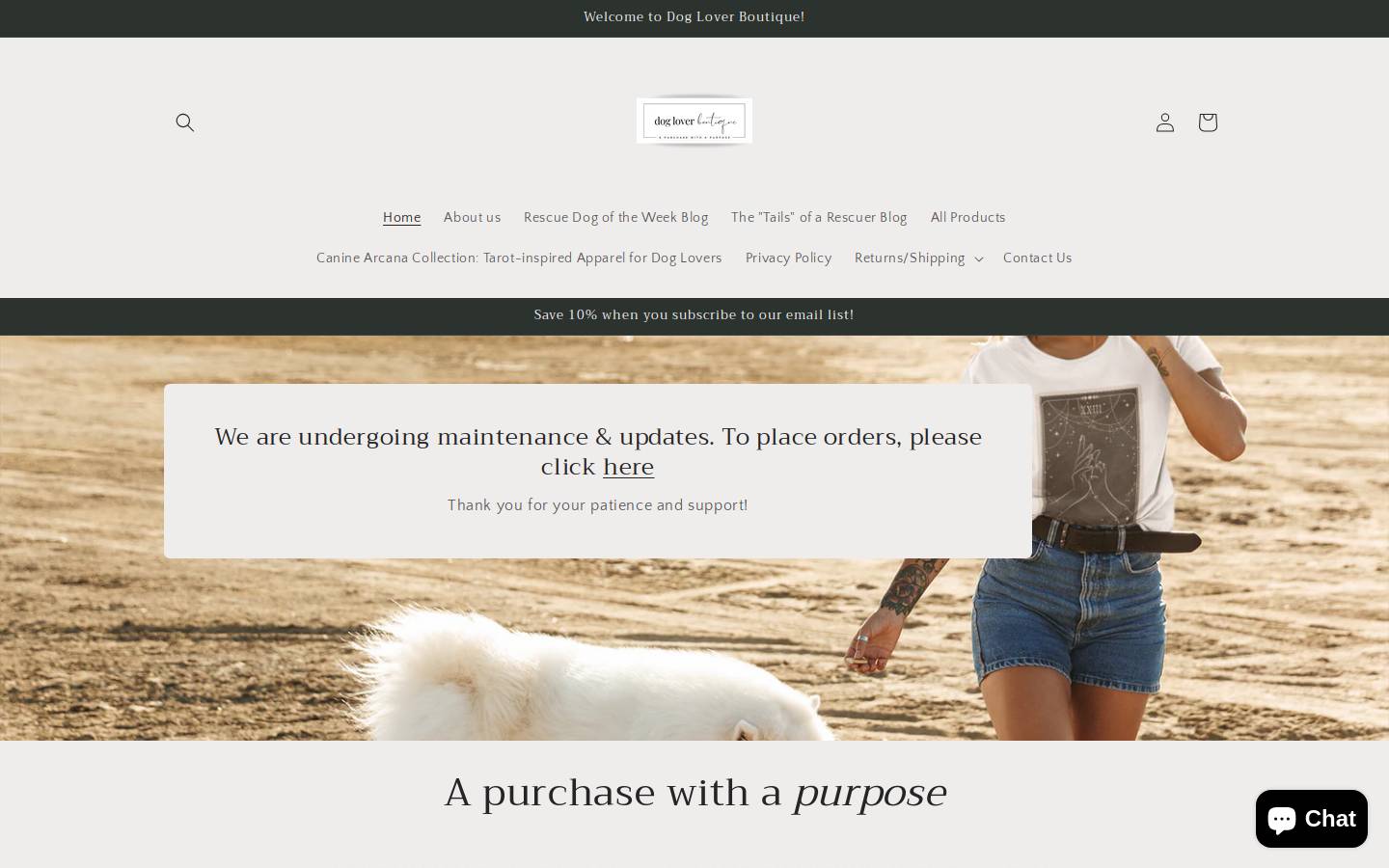 dogloverboutique.org homepage screenshot
