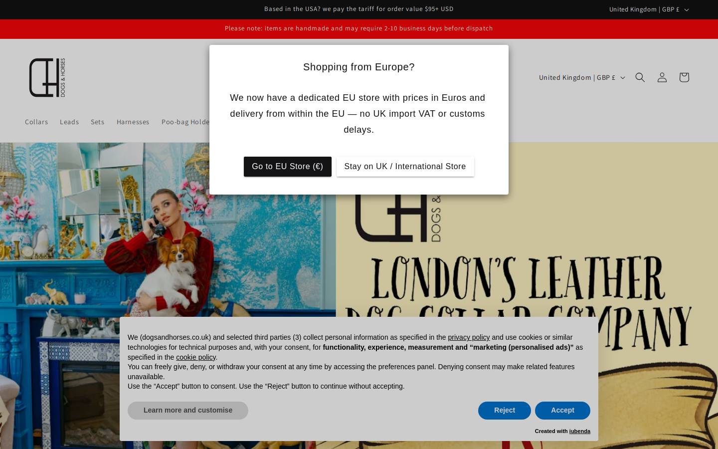 Dogs & Horses homepage screenshot