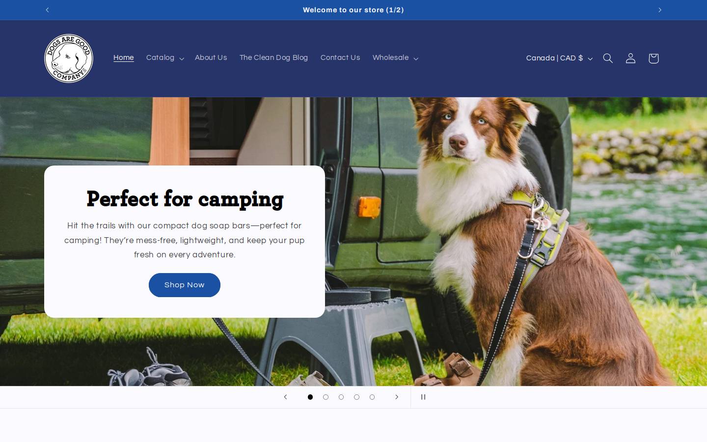 dogsaregoodcompany.com homepage screenshot