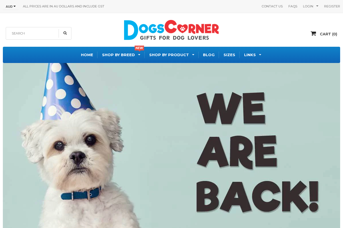 Dogs Corner homepage screenshot