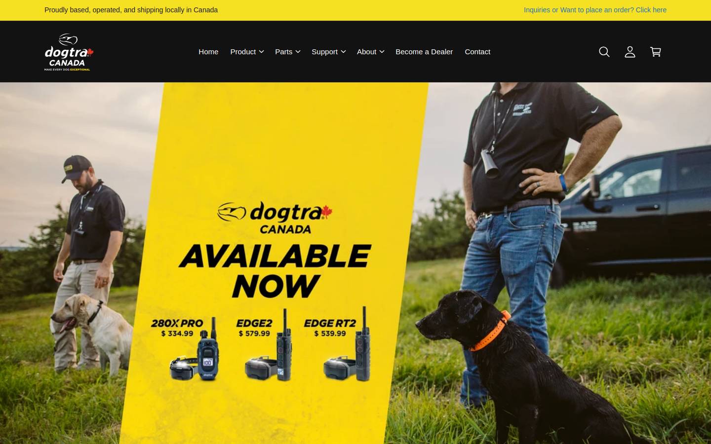 Dogtra homepage screenshot
