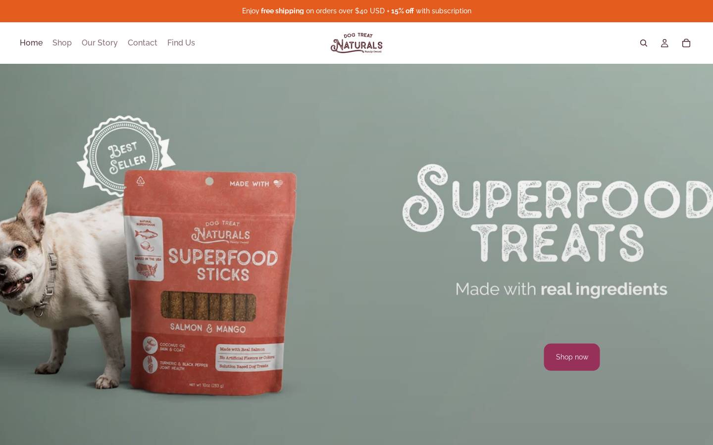 dogtreatnaturals.com homepage screenshot