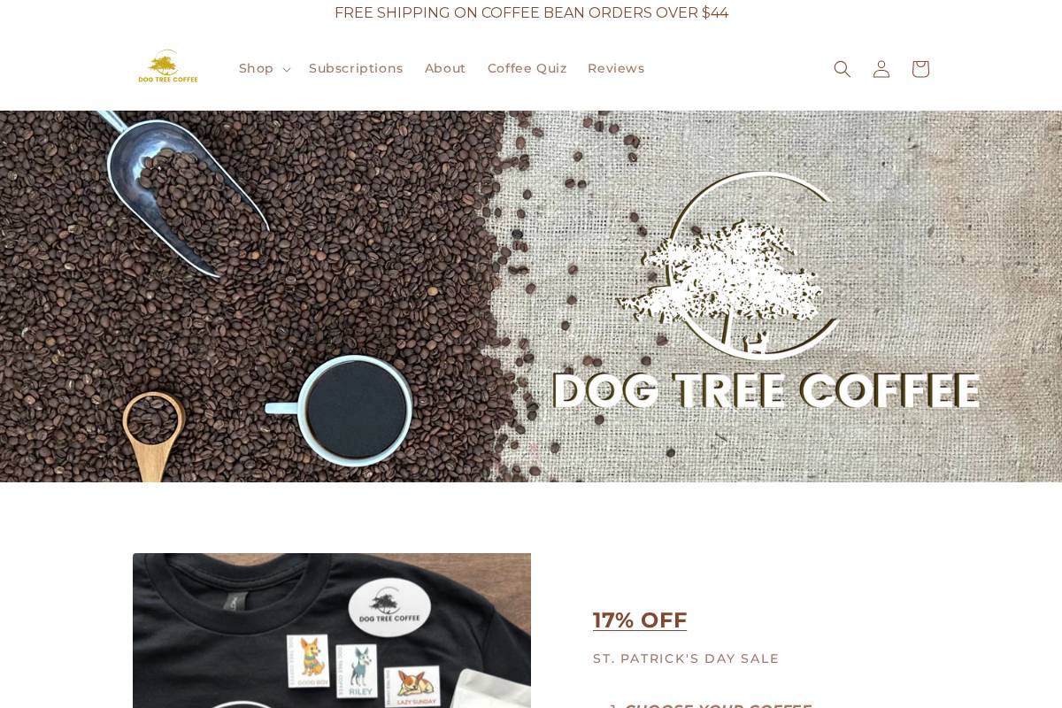 dogtreecoffee.com homepage screenshot