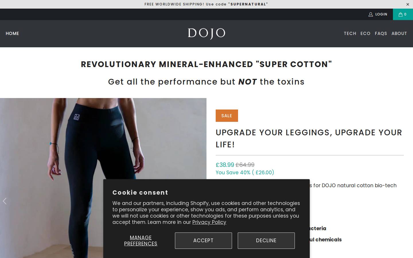 dojo-sportswear.com homepage screenshot