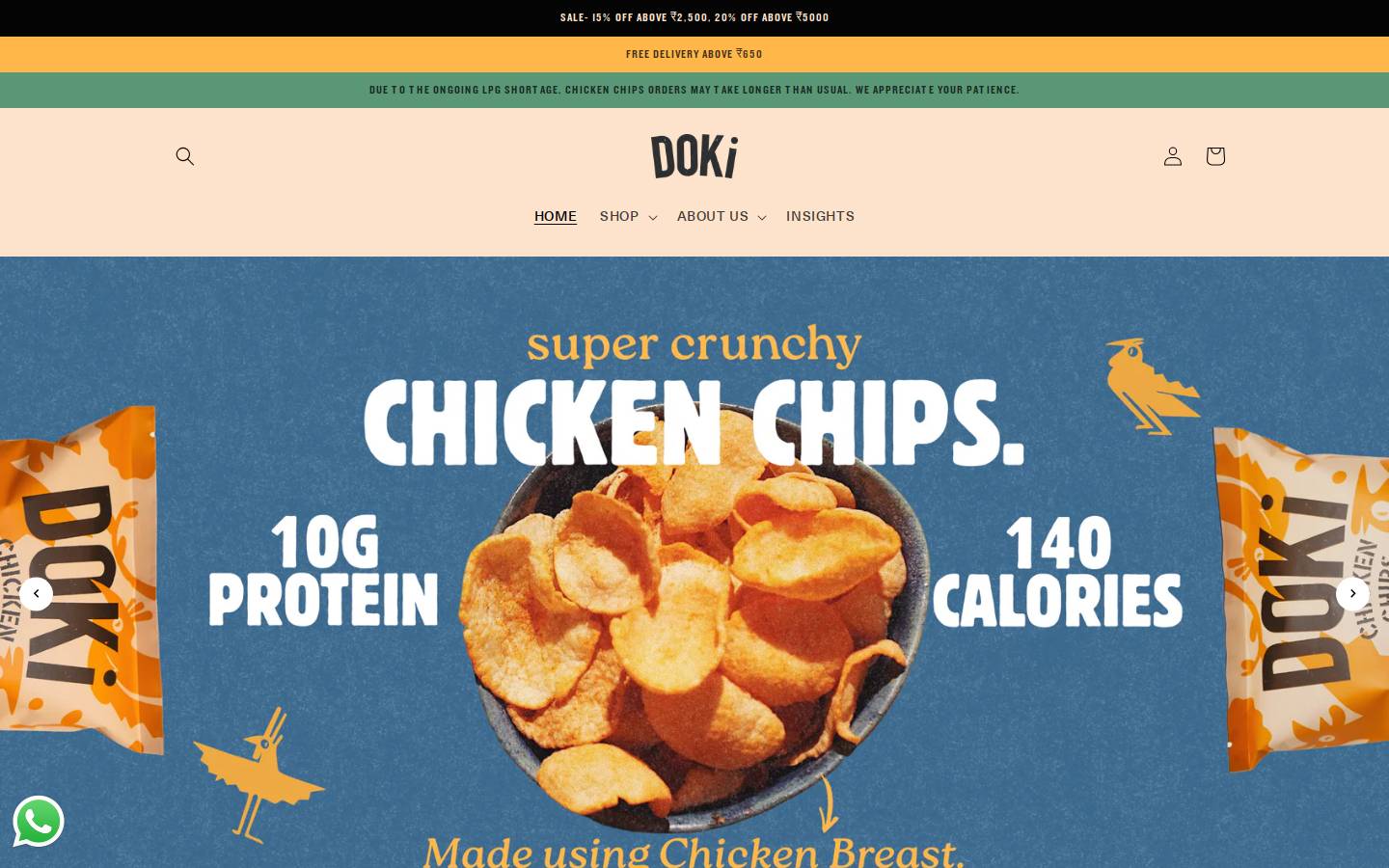 dokifoods.com homepage screenshot