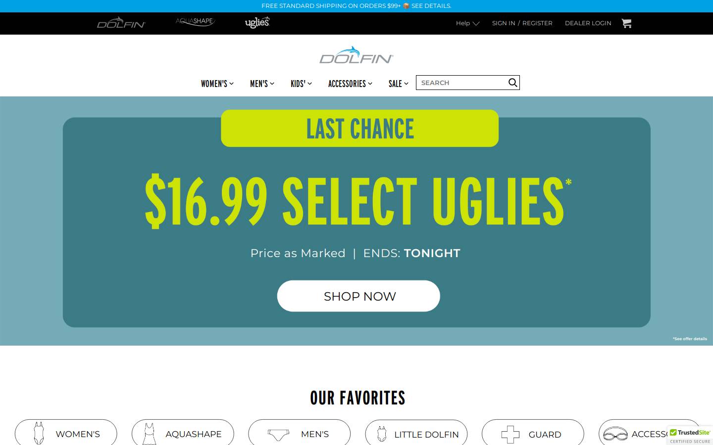 Dolfin Swimwear homepage screenshot