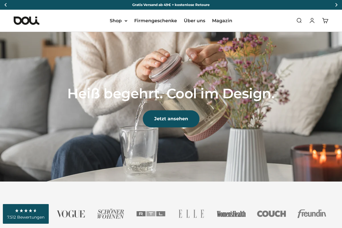 Doli Bottles homepage screenshot