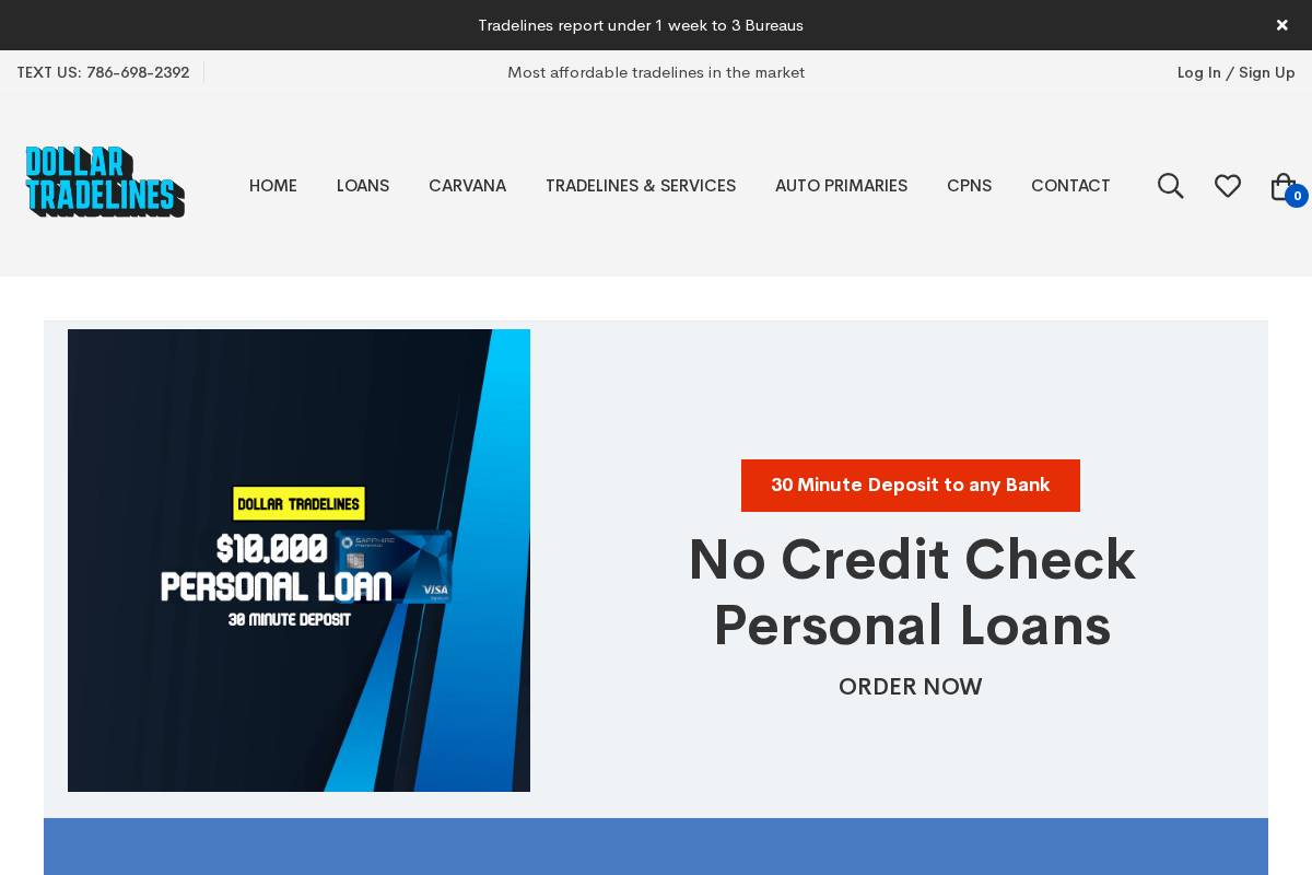 Dollartradelines homepage screenshot