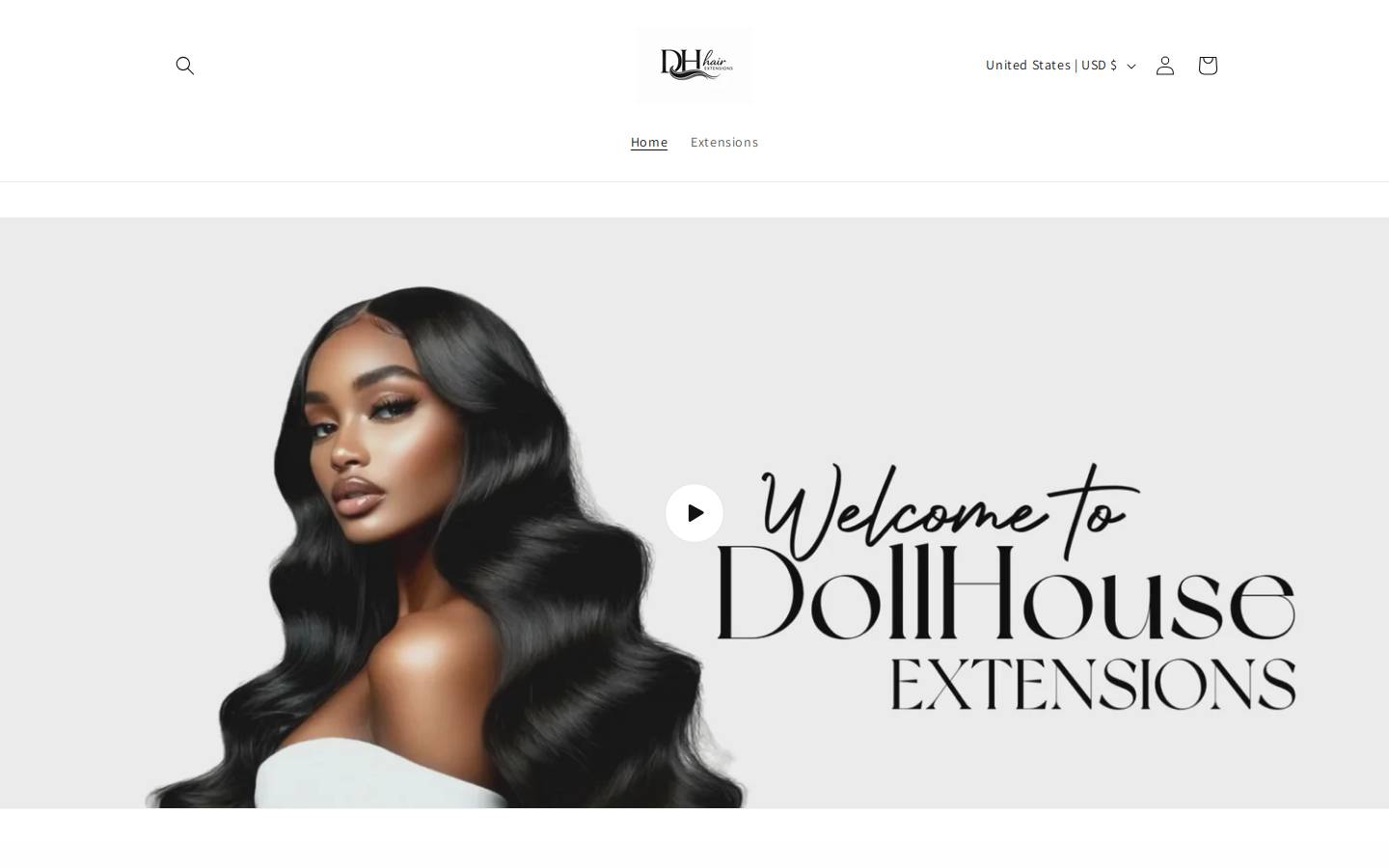 dollhouserawextensions.com homepage screenshot