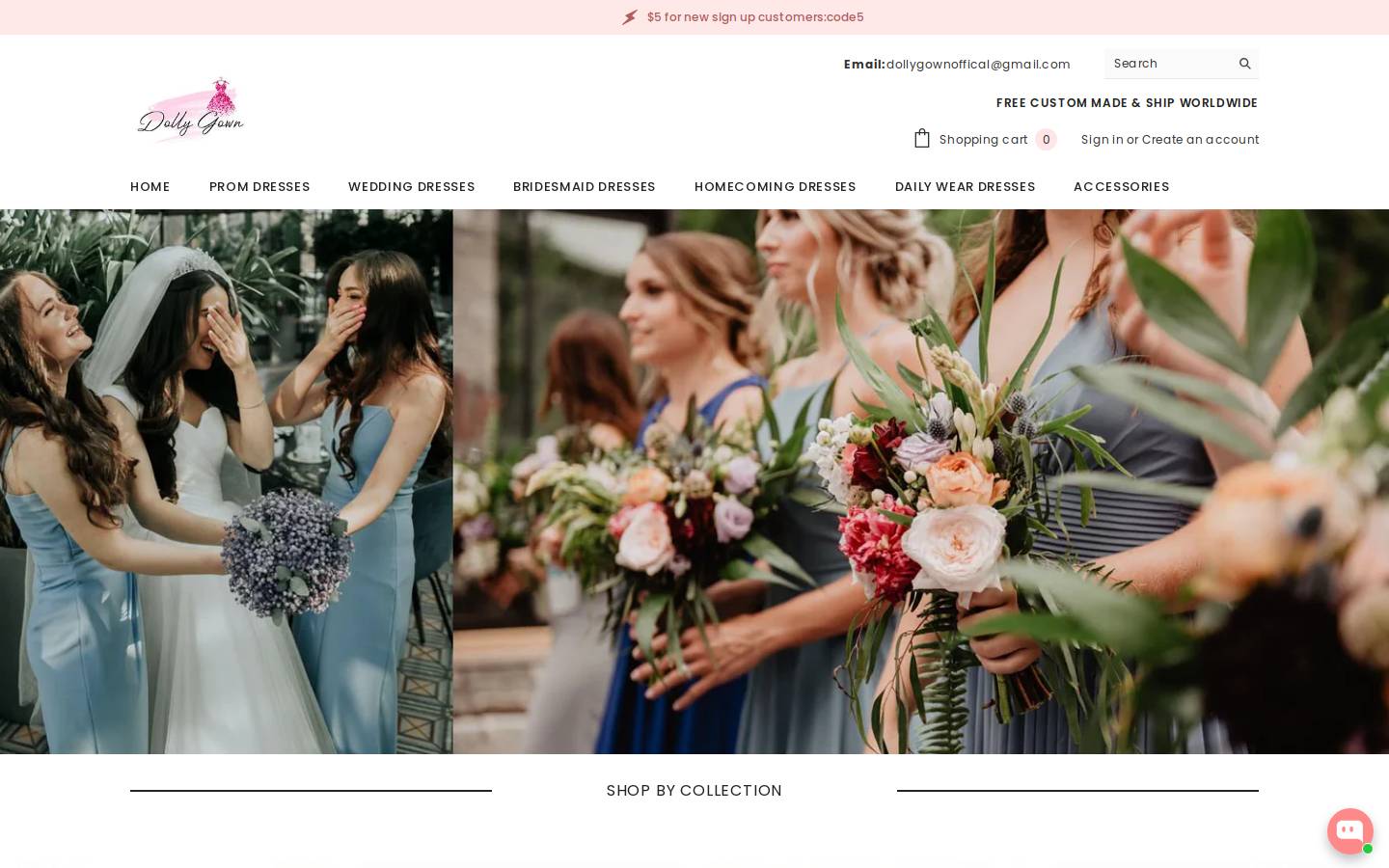 Dollygown homepage screenshot