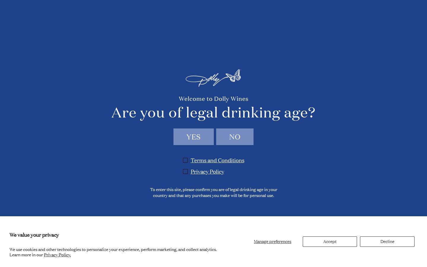 dollywines.com homepage screenshot