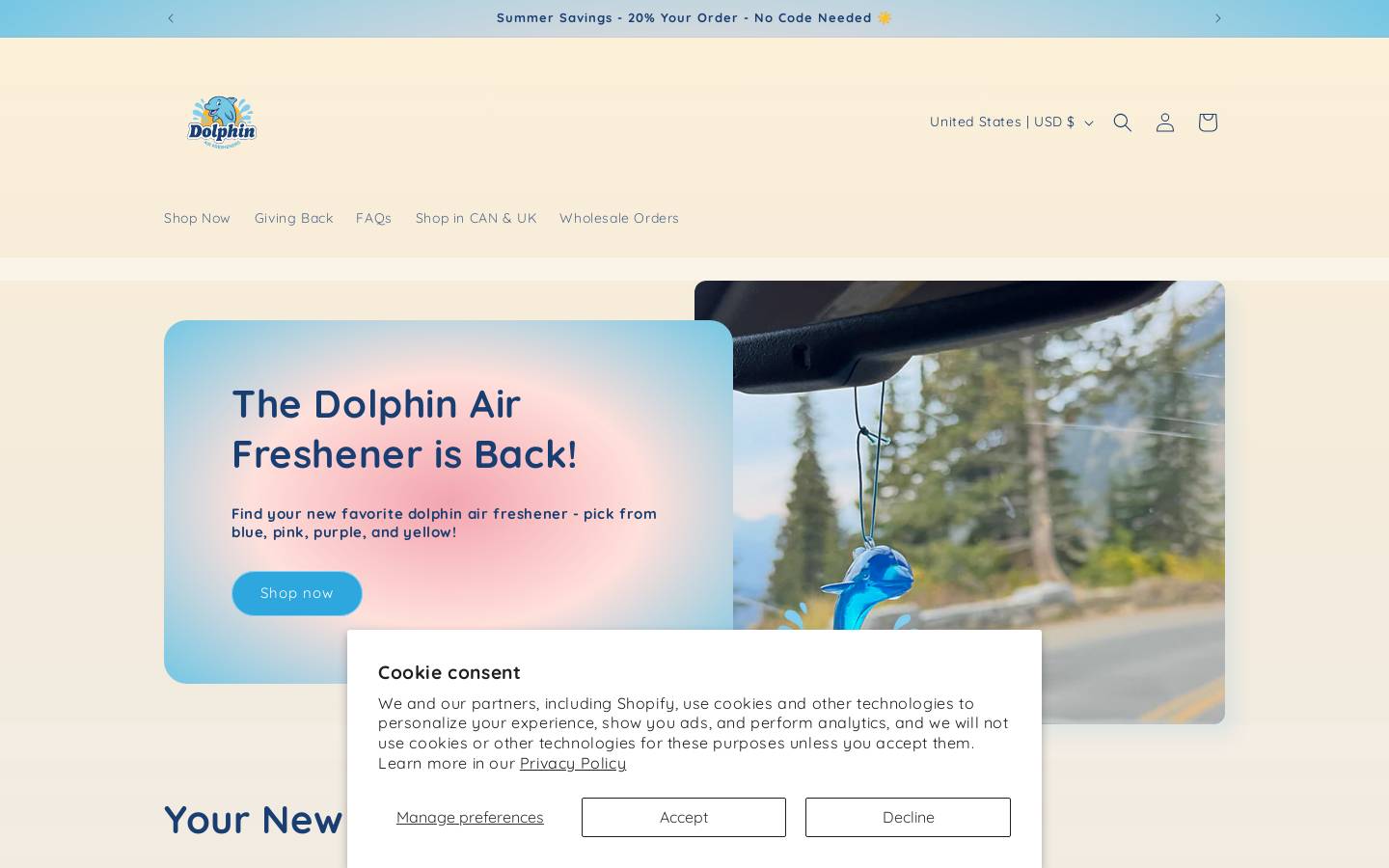 dolphinairfreshener.com homepage screenshot