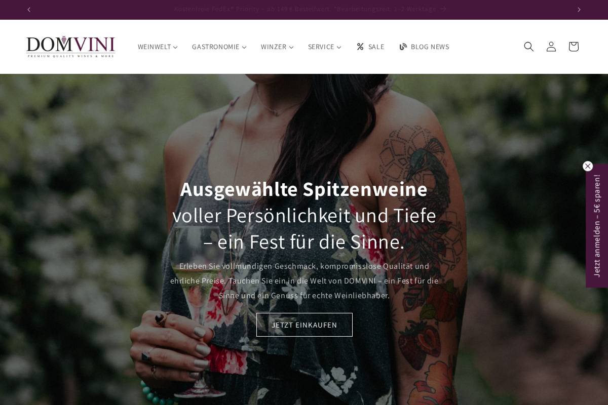 dom-vini.de homepage screenshot