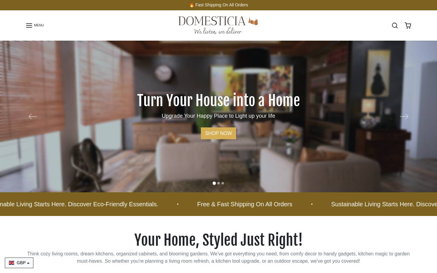 domesticia.com homepage screenshot
