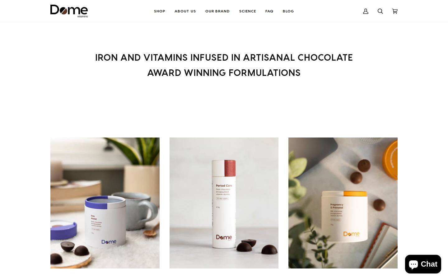 Domevitamins homepage screenshot