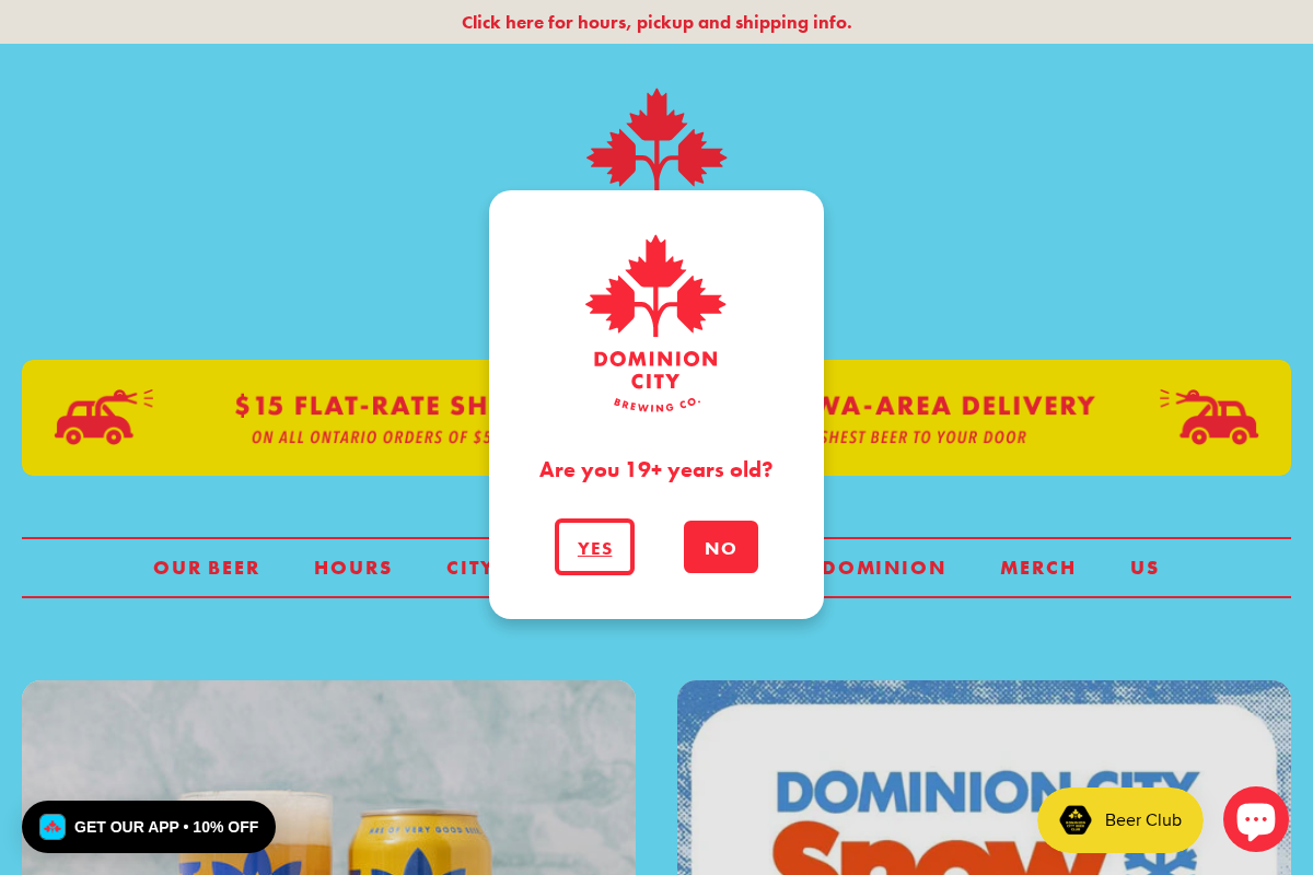 Dominion City Brewing Co. homepage screenshot