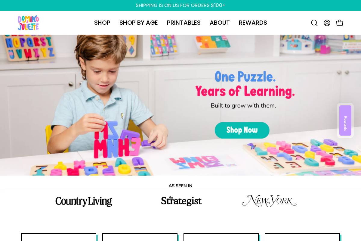 dominoandjuliette.com homepage screenshot